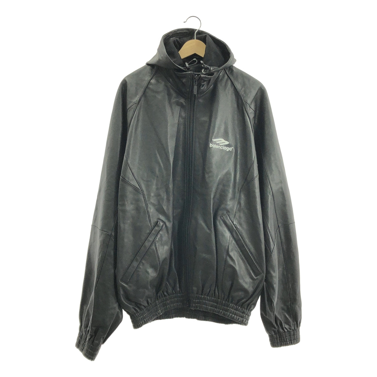 BALENCIAGA / バレンシアガ | 3B SPORTS ICON TRACKSUIT JACKET ラムレザー オーバーサイズ スポーツロゴ トラックスーツ  ジャケット | 2 | メンズ