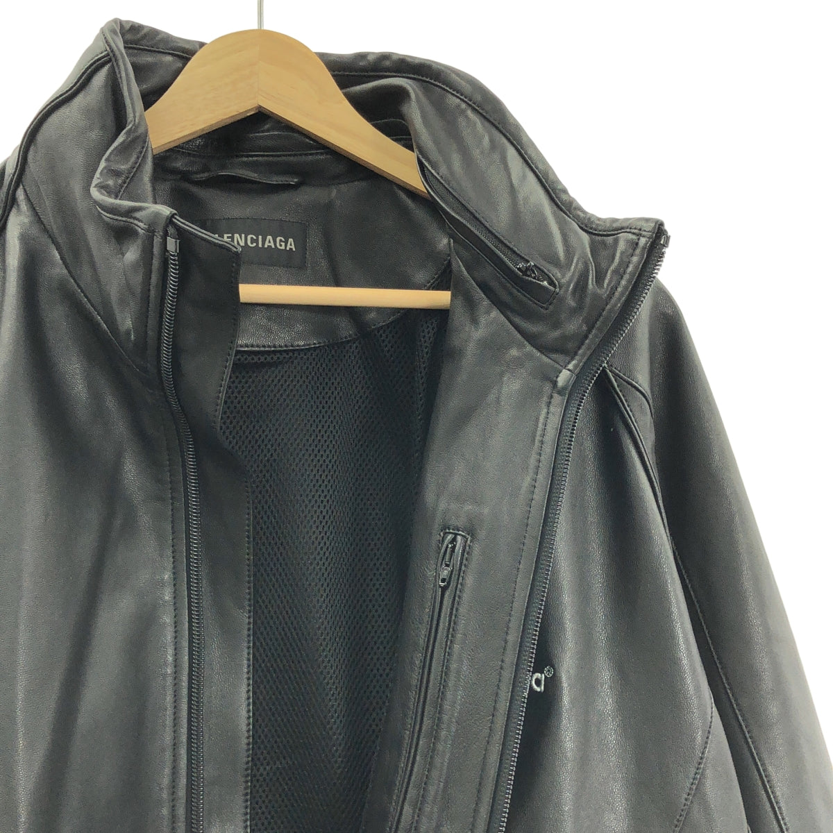 BALENCIAGA / バレンシアガ | 3B SPORTS ICON TRACKSUIT JACKET ラムレザー オーバーサイズ スポーツロゴ トラックスーツ  ジャケット | 2 | メンズ