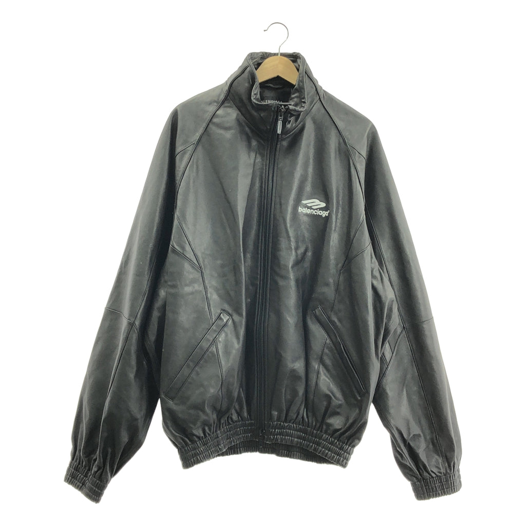 BALENCIAGA / バレンシアガ | 3B SPORTS ICON TRACKSUIT JACKET ラムレザー オーバーサイズ スポーツロゴ トラックスーツ  ジャケット | 2 | メンズ