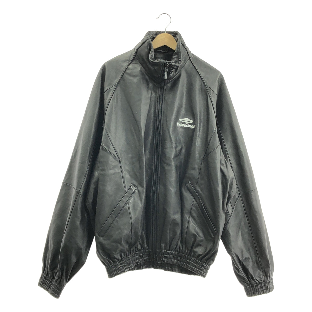 BALENCIAGA / バレンシアガ | 3B SPORTS ICON TRACKSUIT JACKET ラムレザー オーバーサイズ スポーツロゴ トラックスーツ  ジャケット | 2 | メンズ