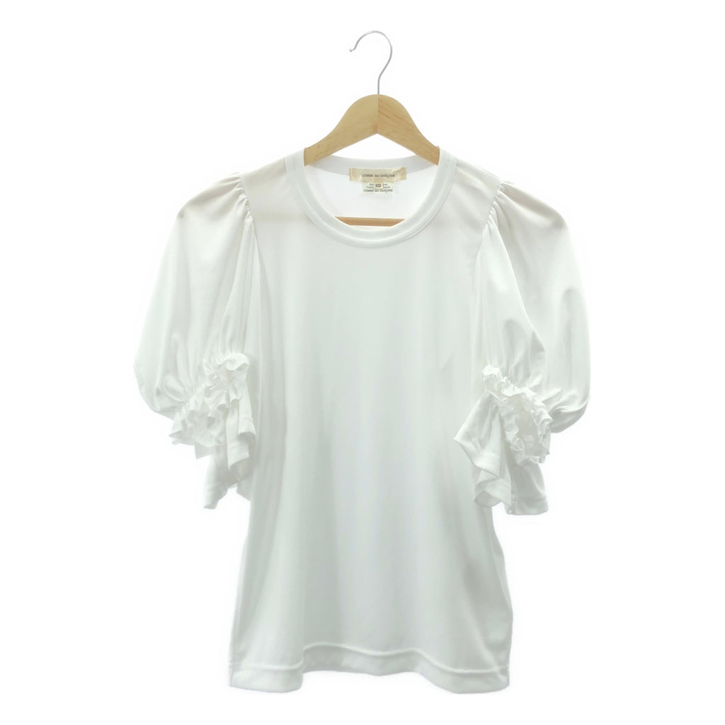 [類似新品] COMME des GARÇONS | 2020 秋冬系列 | 褶皺荷葉邊泡泡袖聚酯T卹 | XS碼 | 白色 | 女款