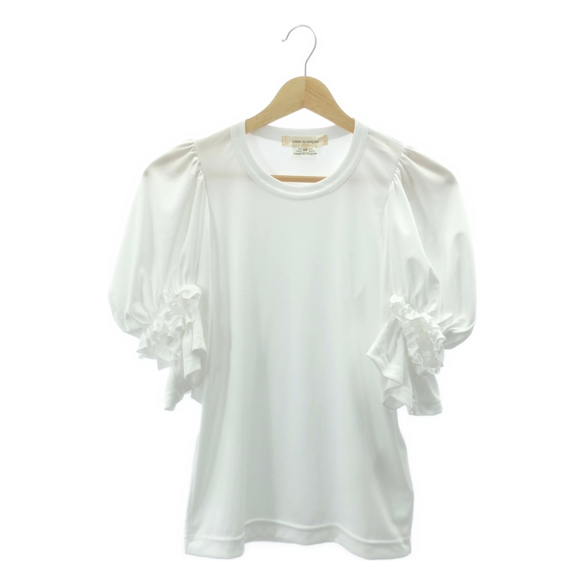 [類似新品] COMME des GARÇONS | 2020 秋冬系列 | 褶皺荷葉邊泡泡袖聚酯T卹 | XS碼 | 白色 | 女款