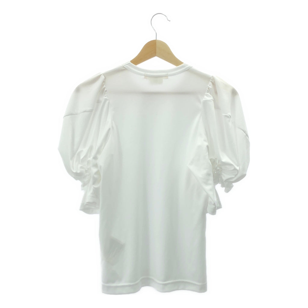[類似新品] COMME des GARÇONS | 2020 秋冬系列 | 褶皺荷葉邊泡泡袖聚酯T卹 | XS碼 | 白色 | 女款