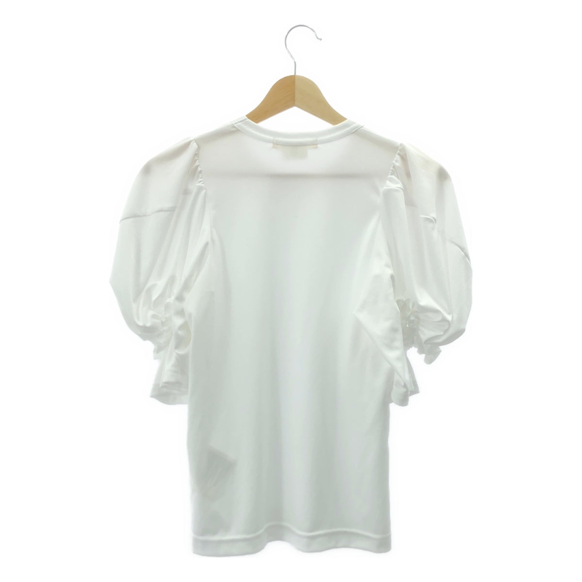 [類似新品] COMME des GARÇONS | 2020 秋冬系列 | 褶皺荷葉邊泡泡袖聚酯T卹 | XS碼 | 白色 | 女款