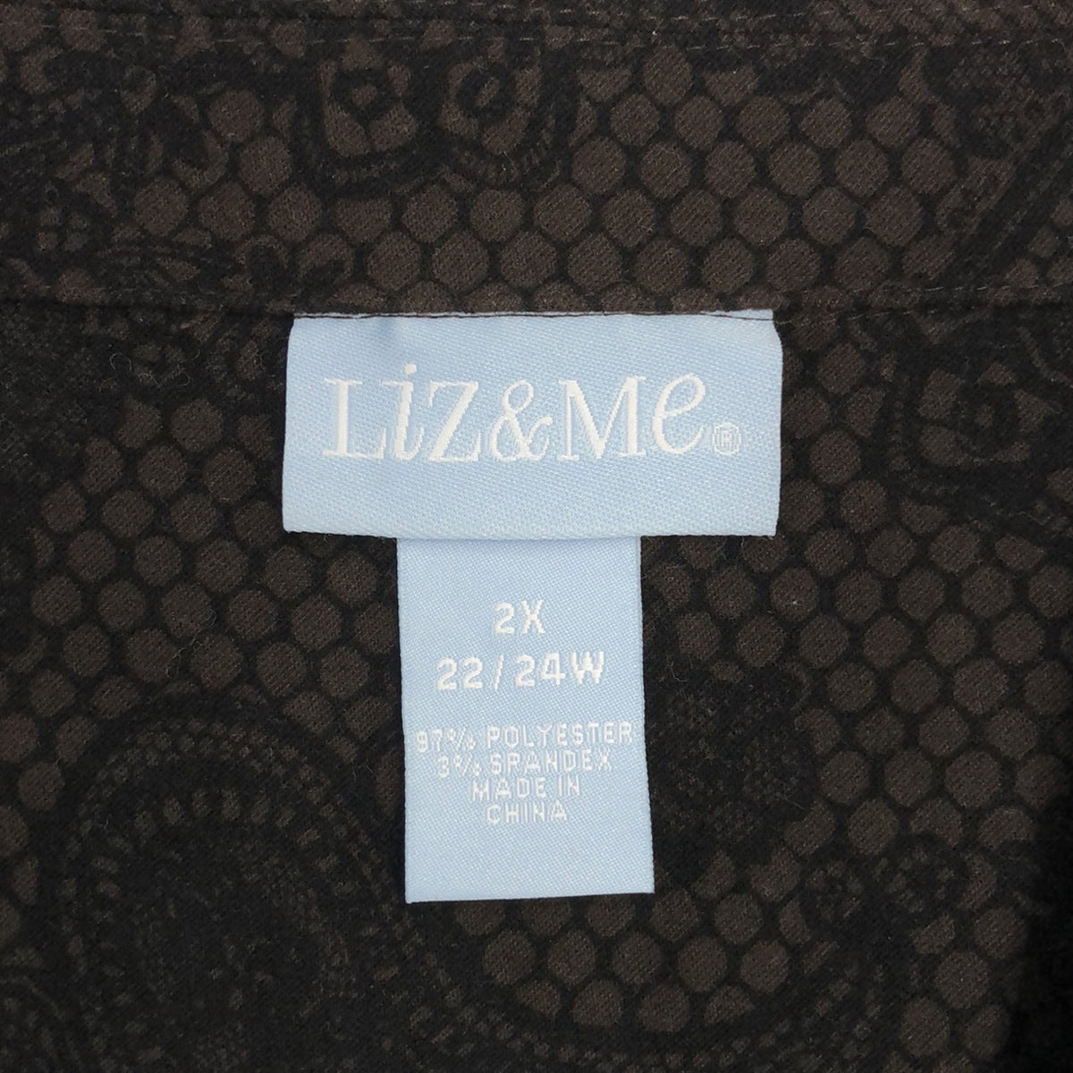 【美品】  OLD / 古着 | Liz&Me / 総柄 オープンカラー オーバー シャツ ジャケット | 2X | ブラウン | レディース