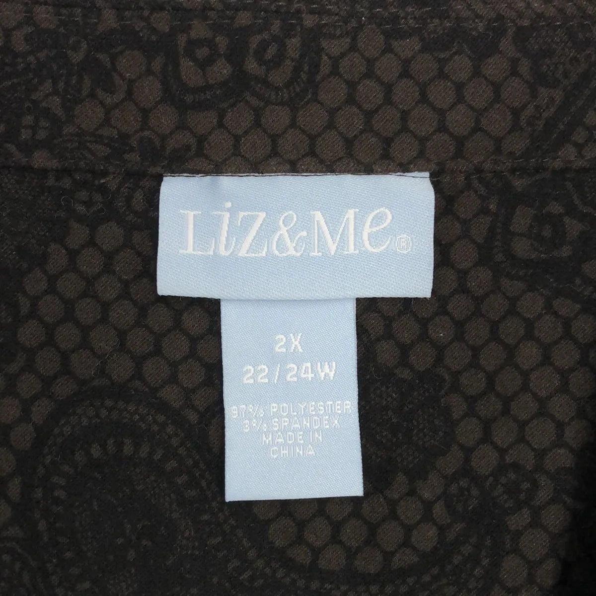 【美品】  OLD / 古着 | Liz&Me / 総柄 オープンカラー オーバー シャツ ジャケット | 2X | ブラウン | レディース