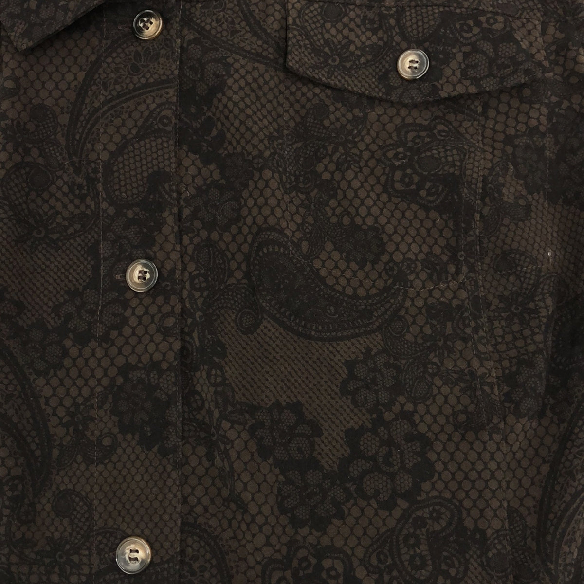 【美品】  OLD / 古着 | Liz&Me / 総柄 オープンカラー オーバー シャツ ジャケット | 2X | ブラウン | レディース