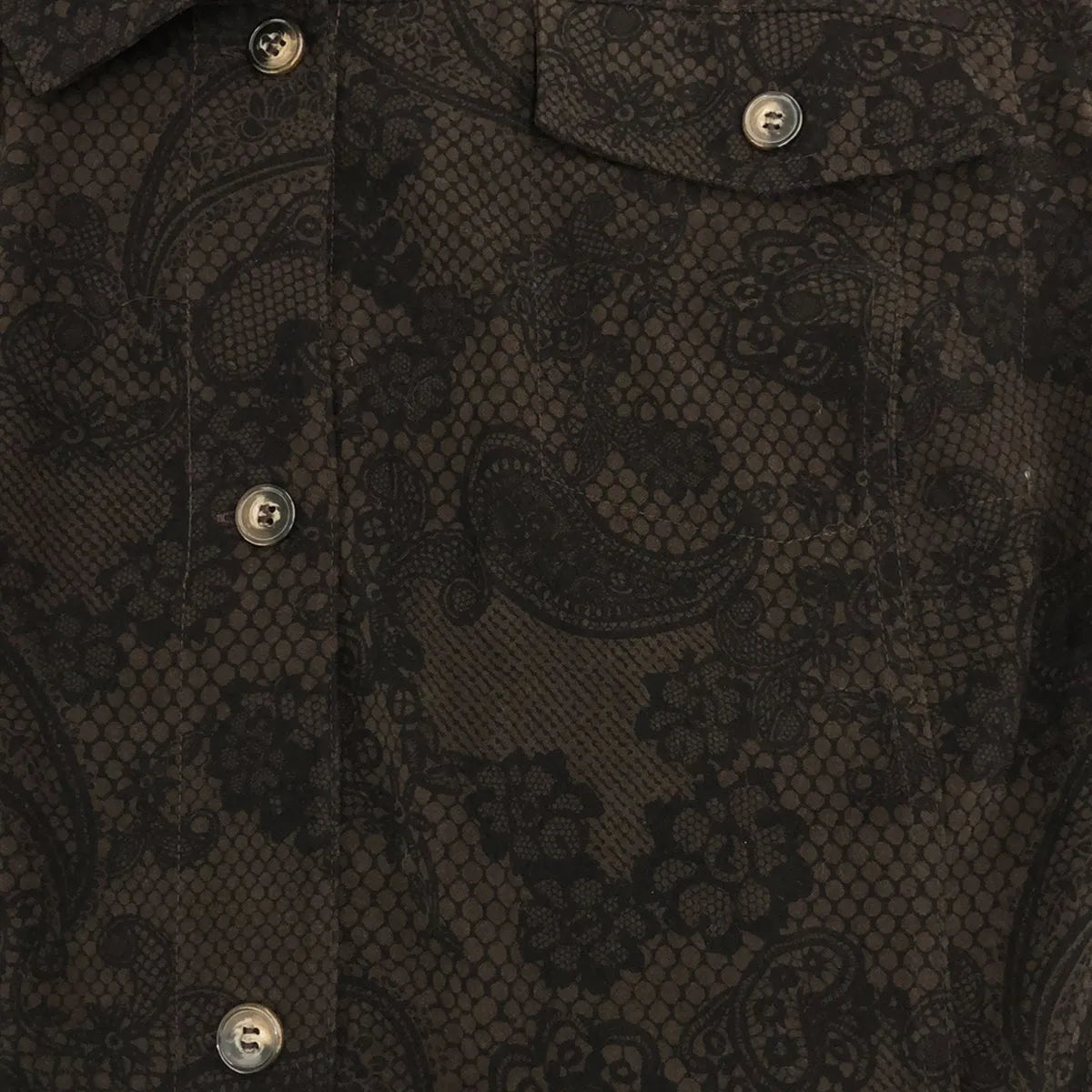 【美品】  OLD / 古着 | Liz&Me / 総柄 オープンカラー オーバー シャツ ジャケット | 2X | ブラウン | レディース