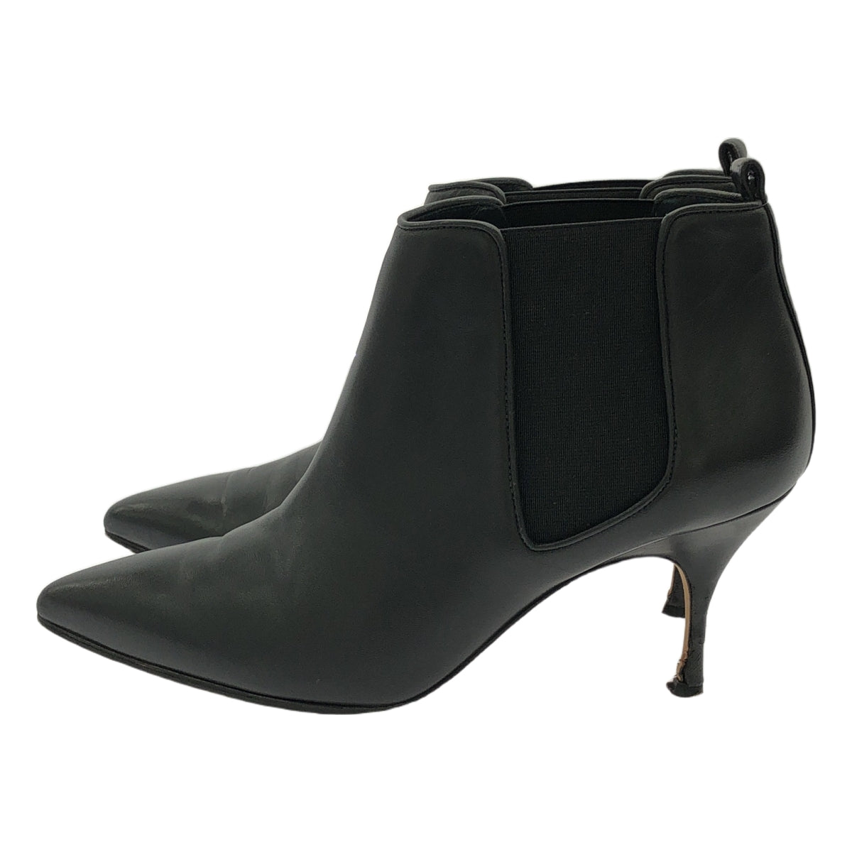 MANOLO BLAHNIK / マノロブラニク | レザー サイドゴア ヒール ブーツ | 35 | ブラック | レディース