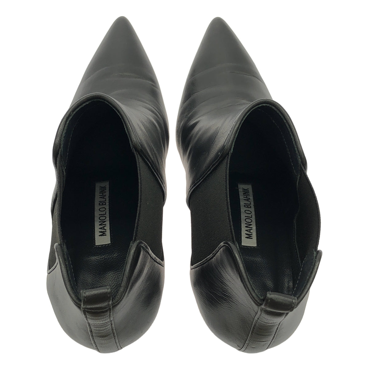 MANOLO BLAHNIK / マノロブラニク | レザー サイドゴア ヒール ブーツ | 35 | ブラック | レディース