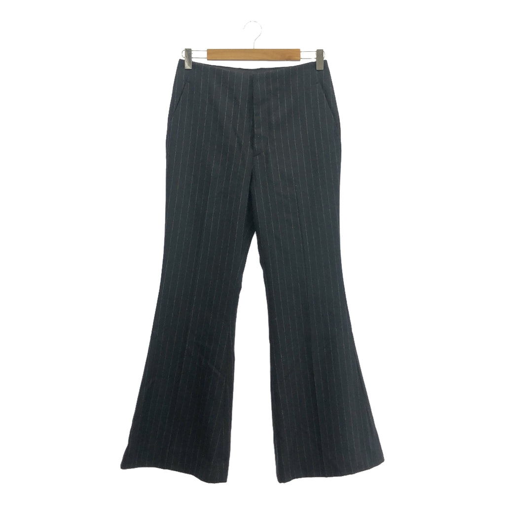 【美品】  L'Appartement / アパルトモン | 【 MADISON BLUE / マディソンブルー 】FLARE PT W/STRIPE / フレアパンツワイドストライプ パンツ / 裏地付き | 02(M) | ブラック | レディース