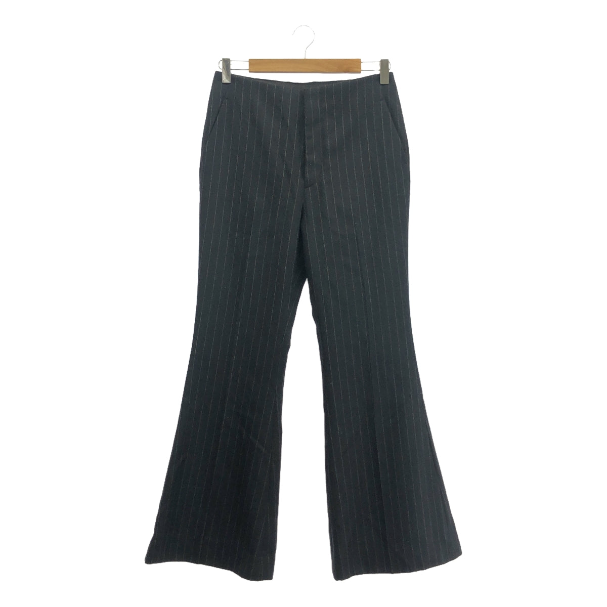 【美品】  L'Appartement / アパルトモン | 【 MADISON BLUE / マディソンブルー 】FLARE PT W/STRIPE / フレアパンツワイドストライプ パンツ / 裏地付き | 02(M) | ブラック | レディース