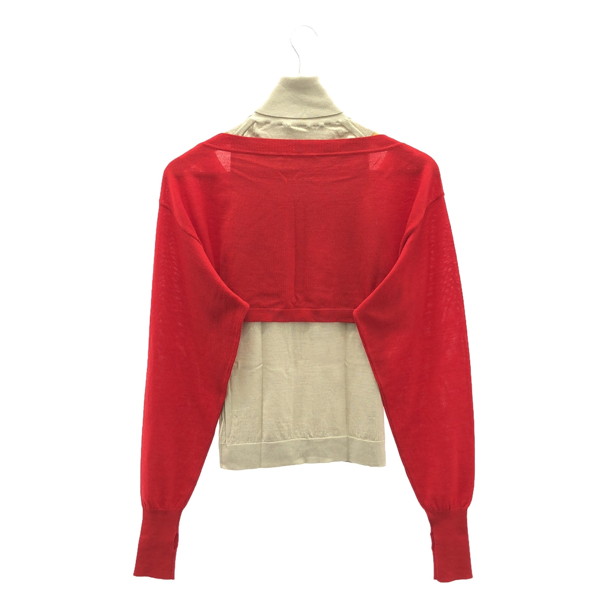 CURRENTAGE / Currentage | Turtleneck &amp; Cropped top Layer knit / 2-set layer knit | F | Red/Beige | Women's