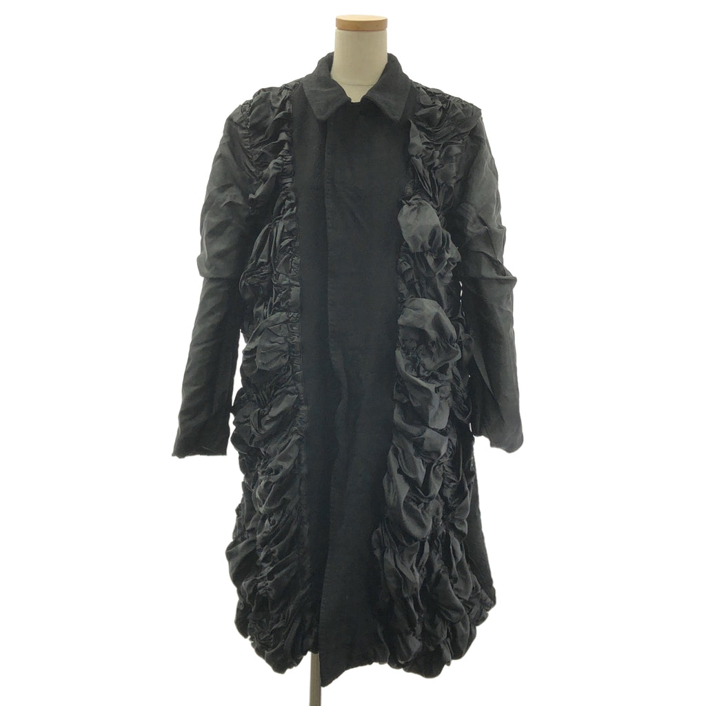 【美品】  COMME des GARCONS / コムデギャルソン | 2024SS | ポリエステル 製品加工 ジャガード シングルコート / ギャザー立体裏地 | M | ブラック | レディース