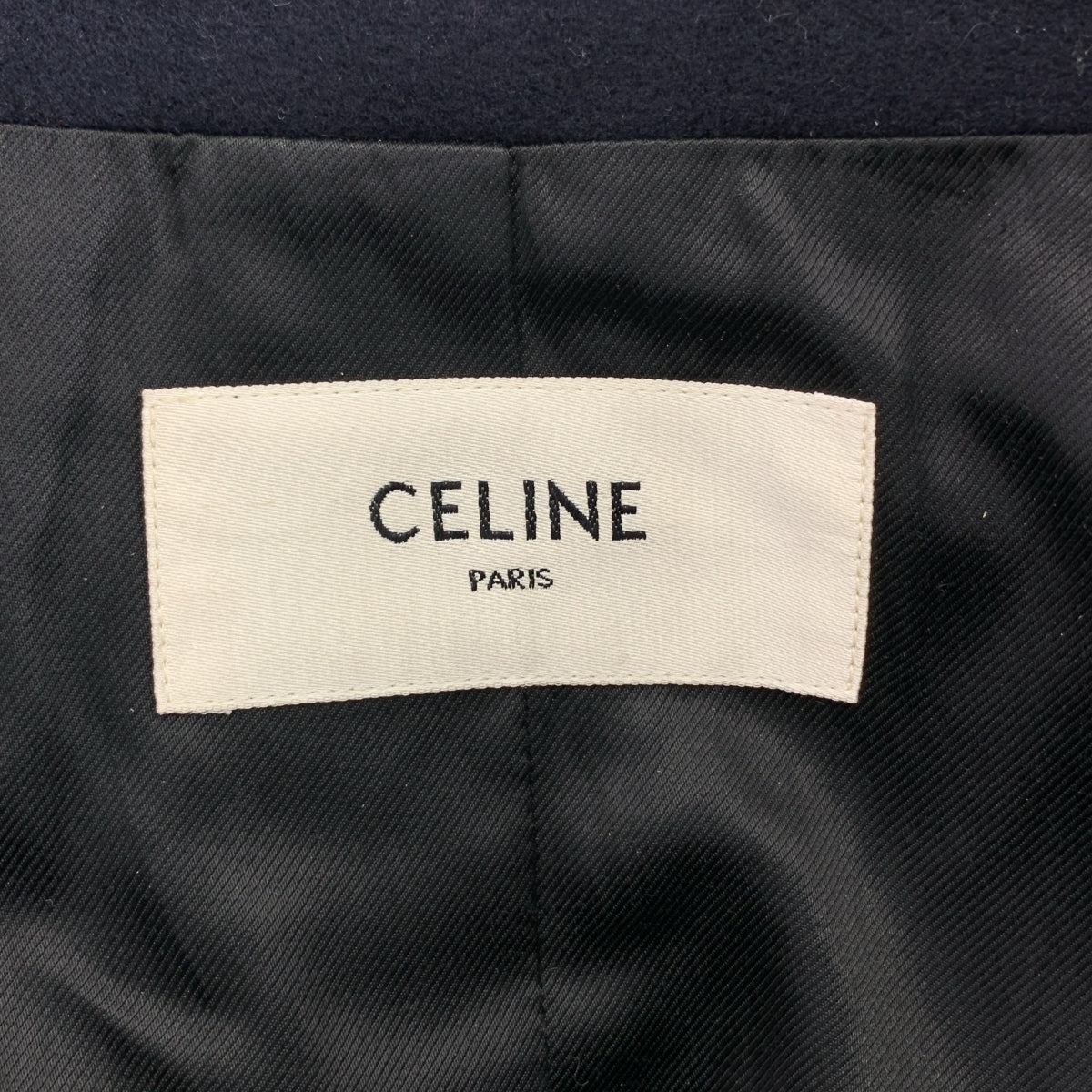 CELINE / セリーヌ | ウール 金ボタン ダブル オーバーコート / 総裏地 | 40 | ダークネイビー | レディース