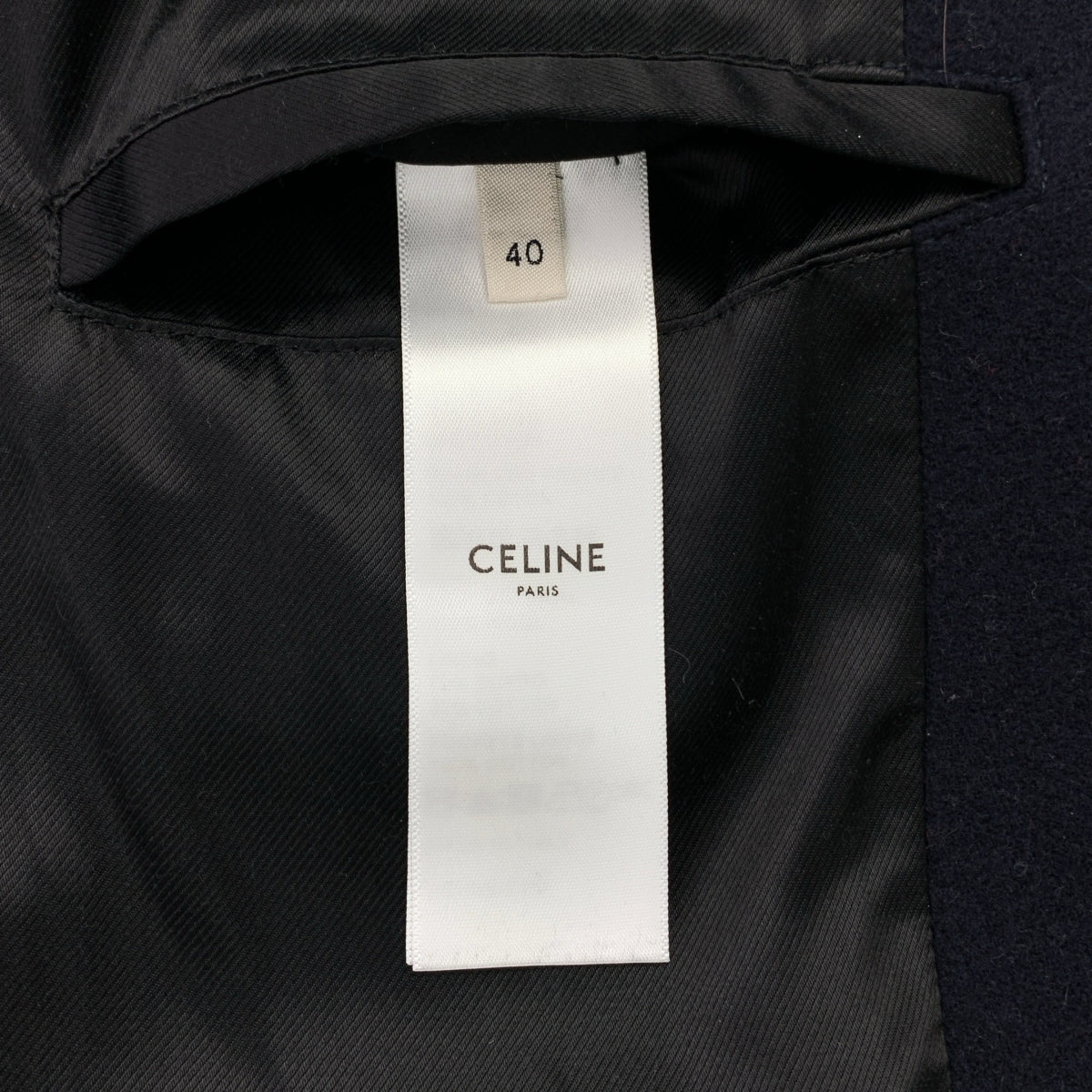 CELINE / セリーヌ | ウール 金ボタン ダブル オーバーコート / 総裏地 | 40 | ダークネイビー | レディース