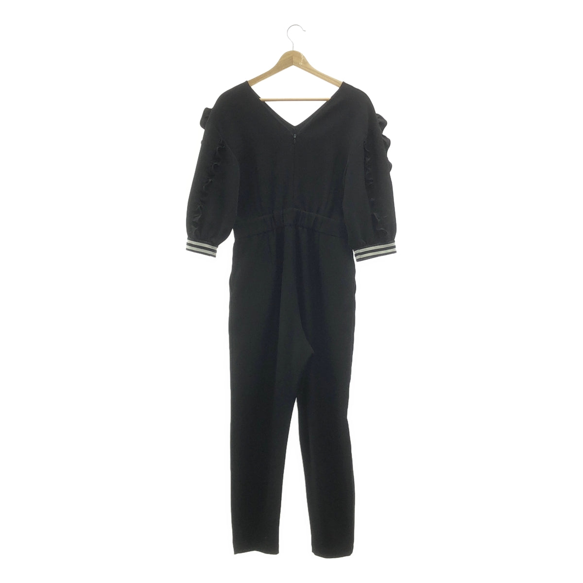BORDERS at BALCONY / ボーダーズアットバルコニー | フリルスリーブ ジャンプスーツ オールインワン | 36 | ブラック | レディース
