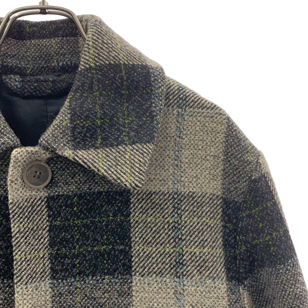 Acne Studios / アクネストゥディオズ | ウール チェック ステンカラーコート | 44 | グレー | メンズ