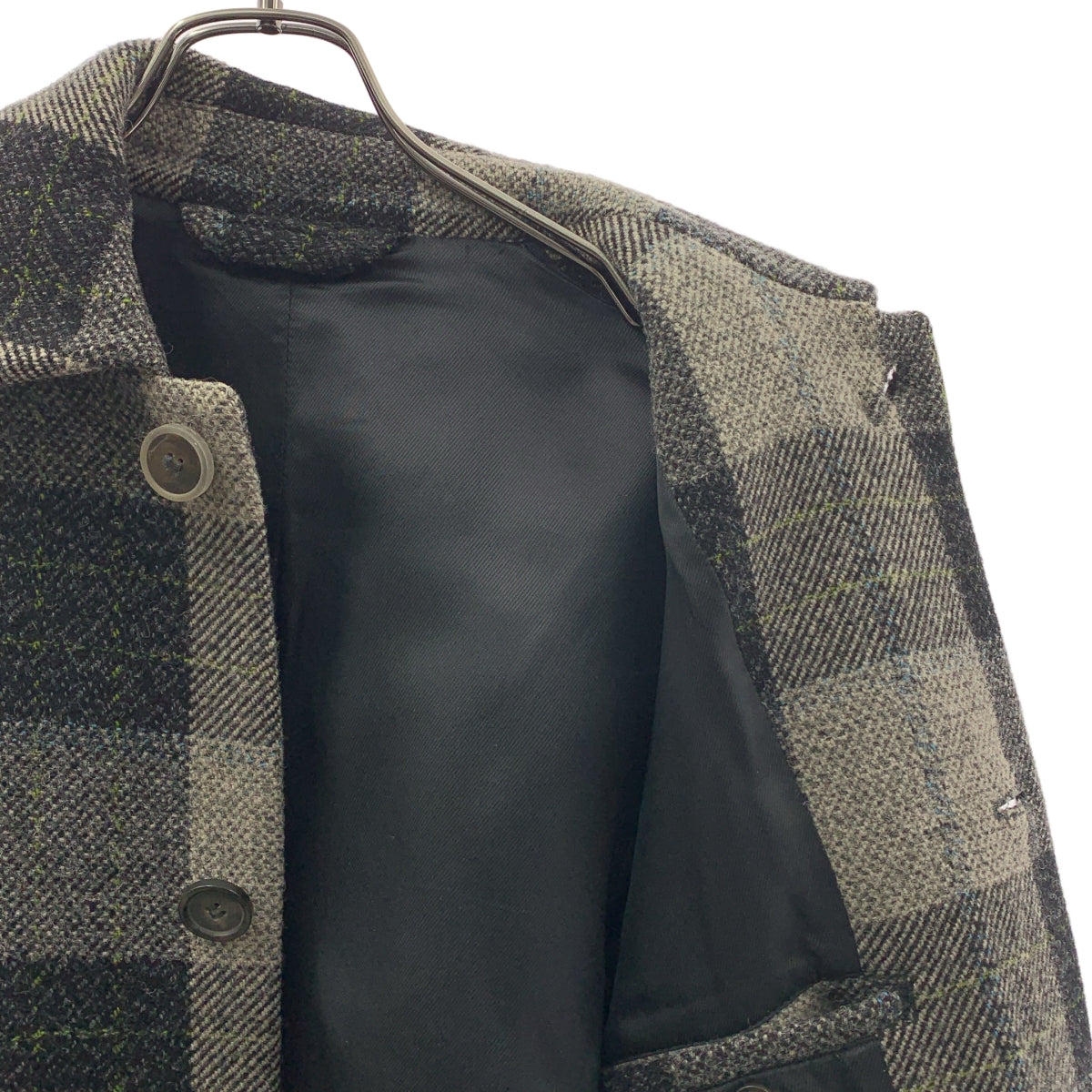 Acne Studios / アクネストゥディオズ | ウール チェック ステンカラーコート | 44 | グレー | メンズ