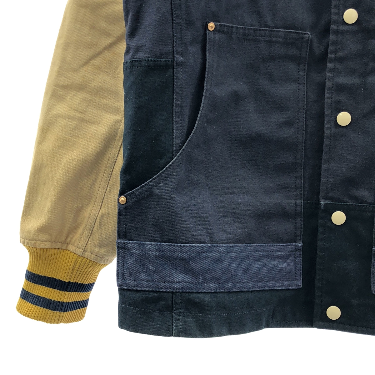 JUNYA WATANABE COMME des GARCONS MAN / ジュンヤワタナベコムデギャルソンマン | 2018SS | ×CARHARTT カーハート / ダック バーシティ ジャケット スタジャン | S | ネイビー / ベージュ | メンズ