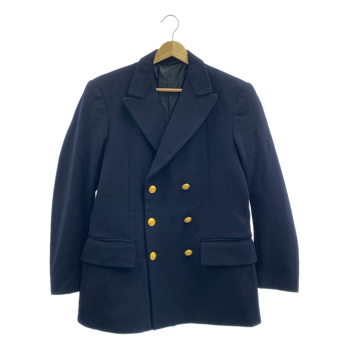 復古 / 復古服裝 | 義大利海軍羊毛金色扣環雙排扣西裝外套軍裝夾克 / 全襯裡 |