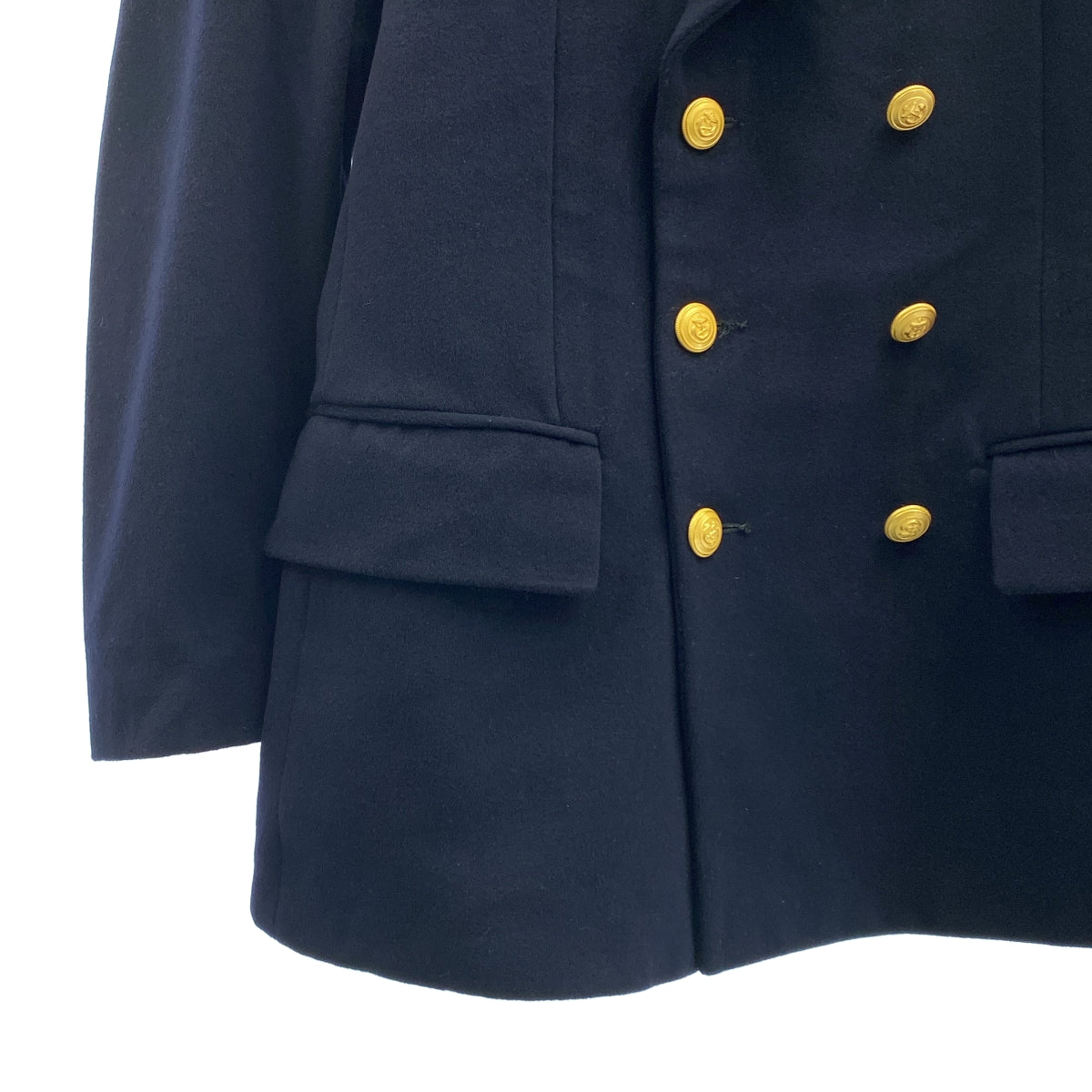 復古 / 復古服裝 | 義大利海軍羊毛金色扣環雙排扣西裝外套軍裝夾克 / 全襯裡 |
