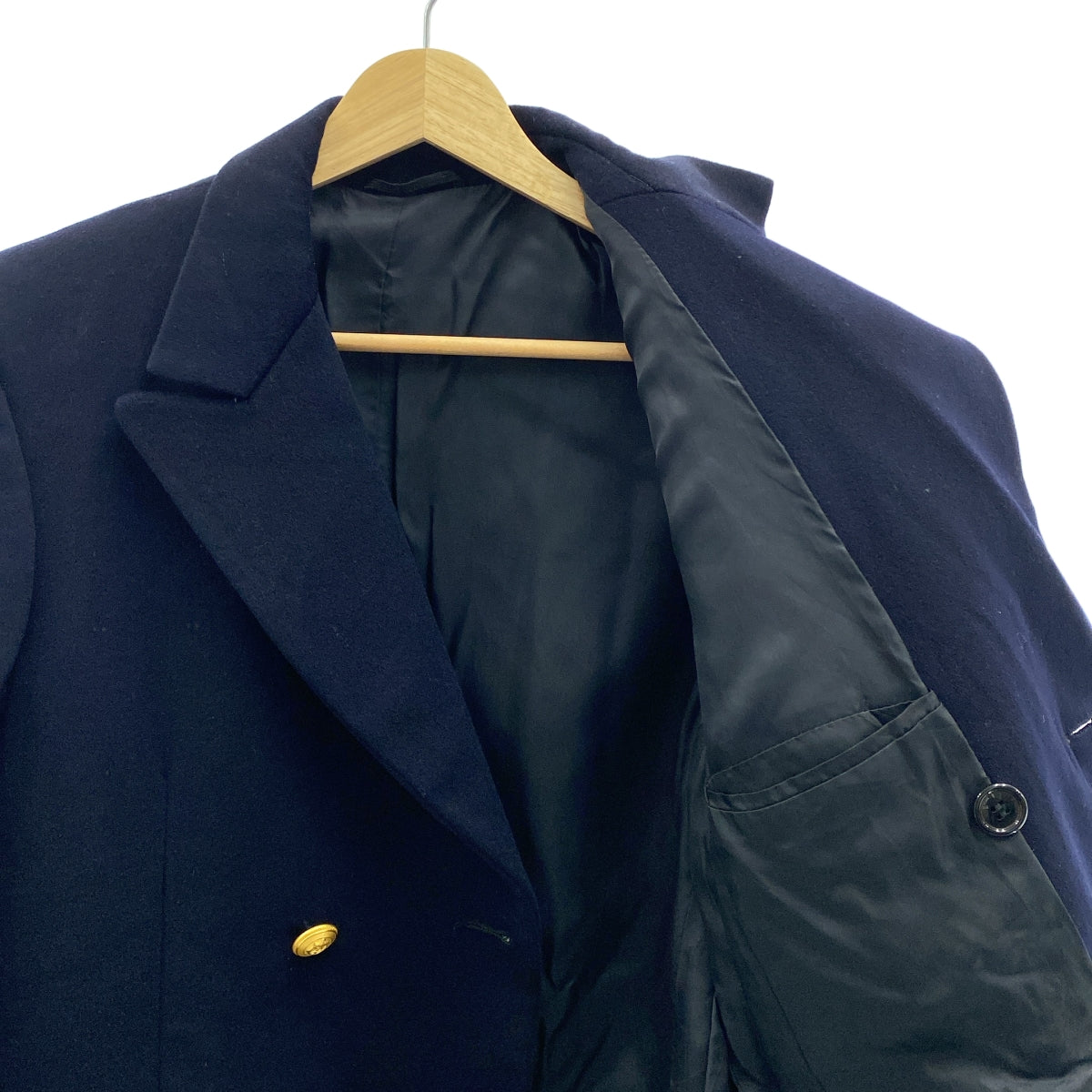 復古 / 復古服裝 | 義大利海軍羊毛金色扣環雙排扣西裝外套軍裝夾克 / 全襯裡 |