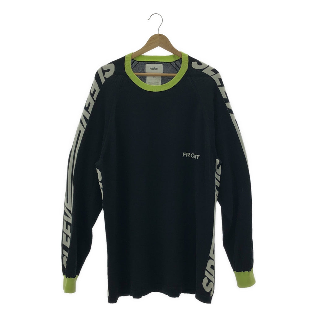 doublet / ダブレット | INTARSIA LINE PULLOVER KNIT インターシャライン プルオーバー コットン ニット | L | ブラック | メンズ