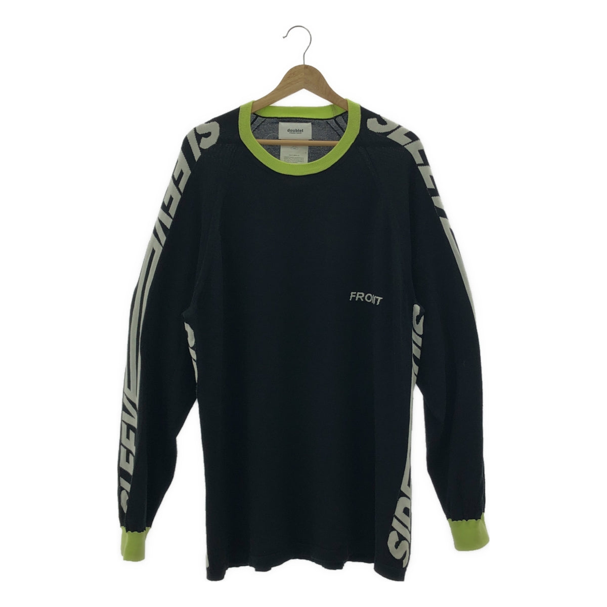 doublet / 더블렛 | INTARSIA LINE PULLOVER KNIT 인터셔라인 풀오버 코튼 니트 | L | 블랙 | 남성