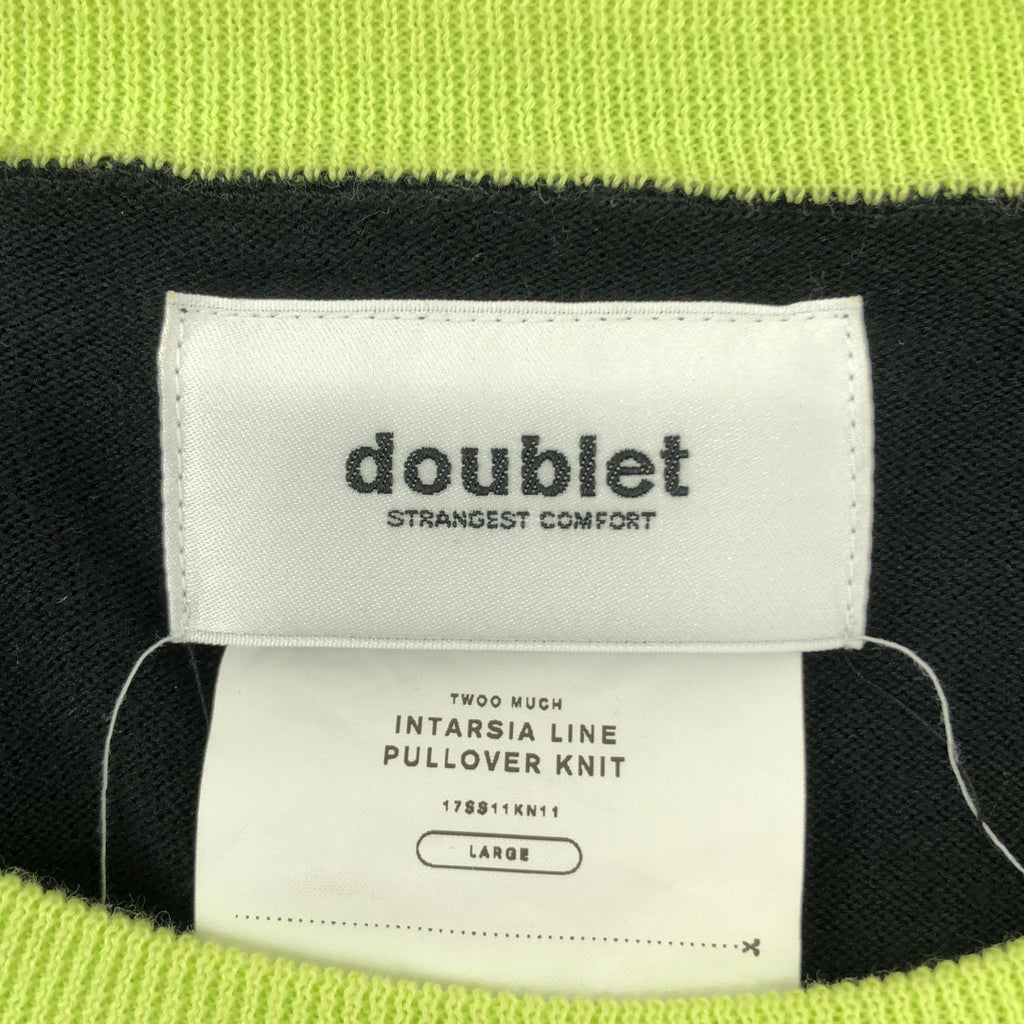 doublet / ダブレット | INTARSIA LINE PULLOVER KNIT インターシャライン プルオーバー コットン ニット | L | ブラック | メンズ