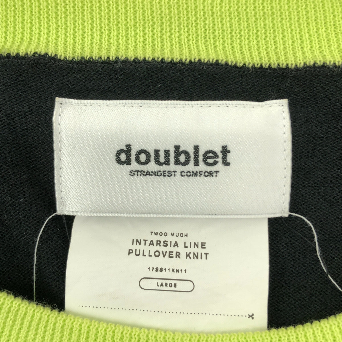 doublet / 더블렛 | INTARSIA LINE PULLOVER KNIT 인터셔라인 풀오버 코튼 니트 | L | 블랙 | 남성