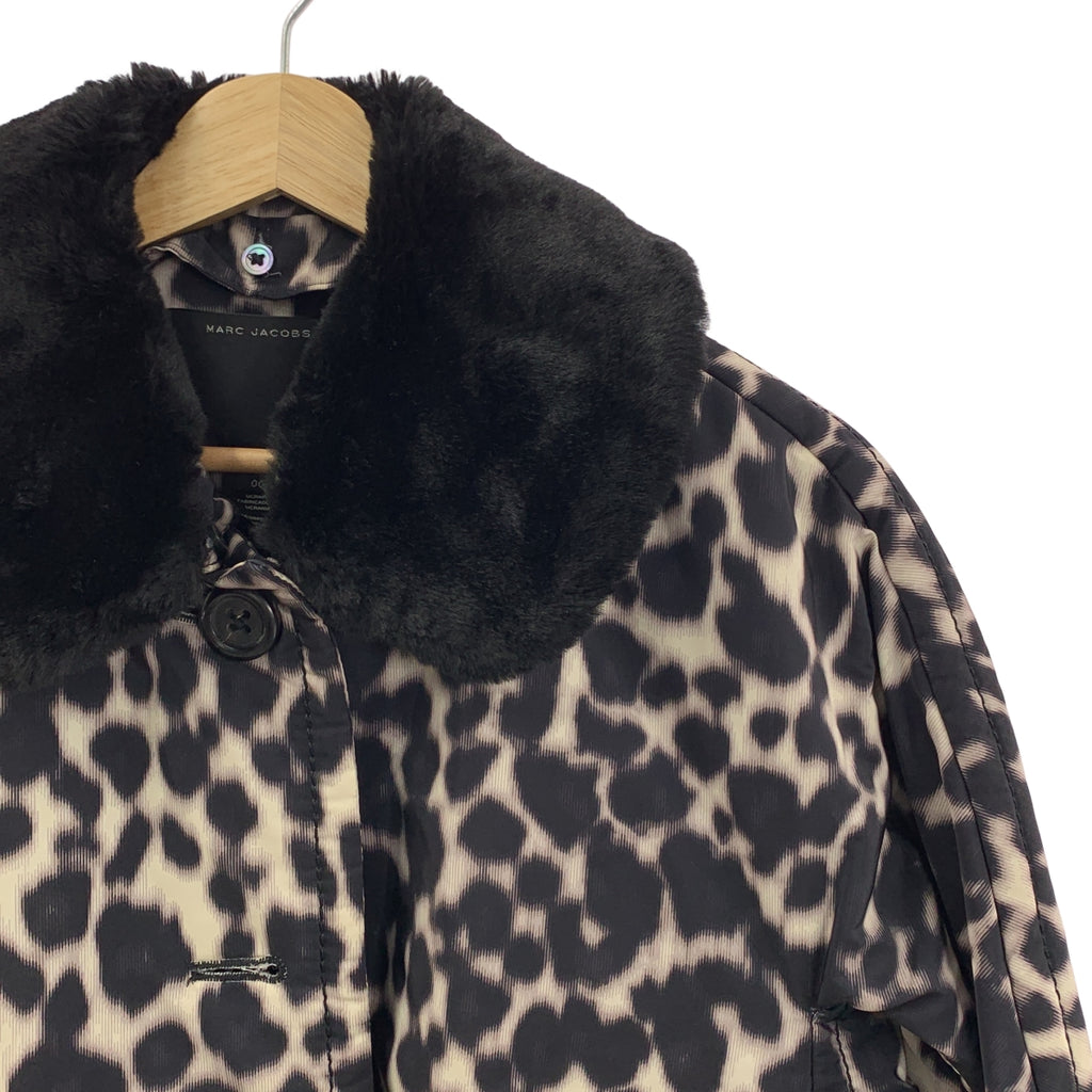 STELLA McCARTNEY | 豹紋單排扣大衣，可拆卸皮草和絎縫襯裡 | 00 碼 | 女款