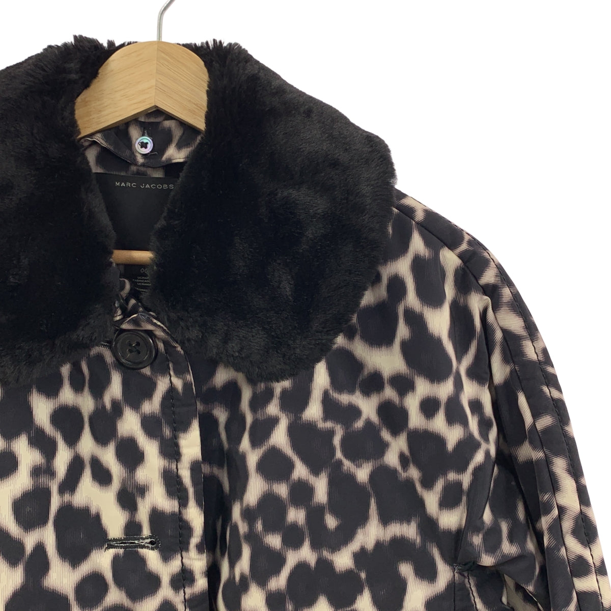 STELLA McCARTNEY | 豹紋單排扣大衣，可拆卸皮草和絎縫襯裡 | 00 碼 | 女款