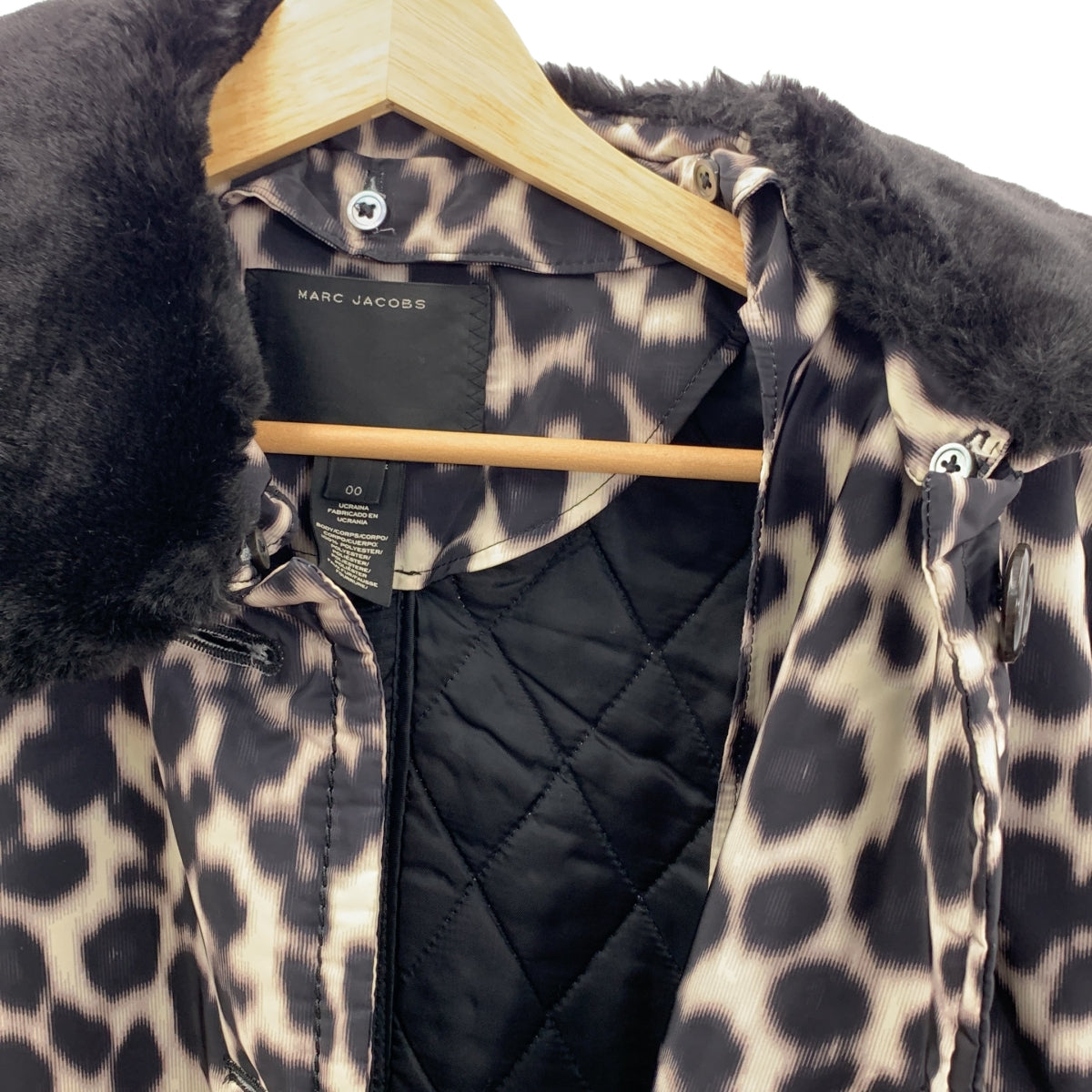 STELLA McCARTNEY | 豹紋單排扣大衣，可拆卸皮草和絎縫襯裡 | 00 碼 | 女款