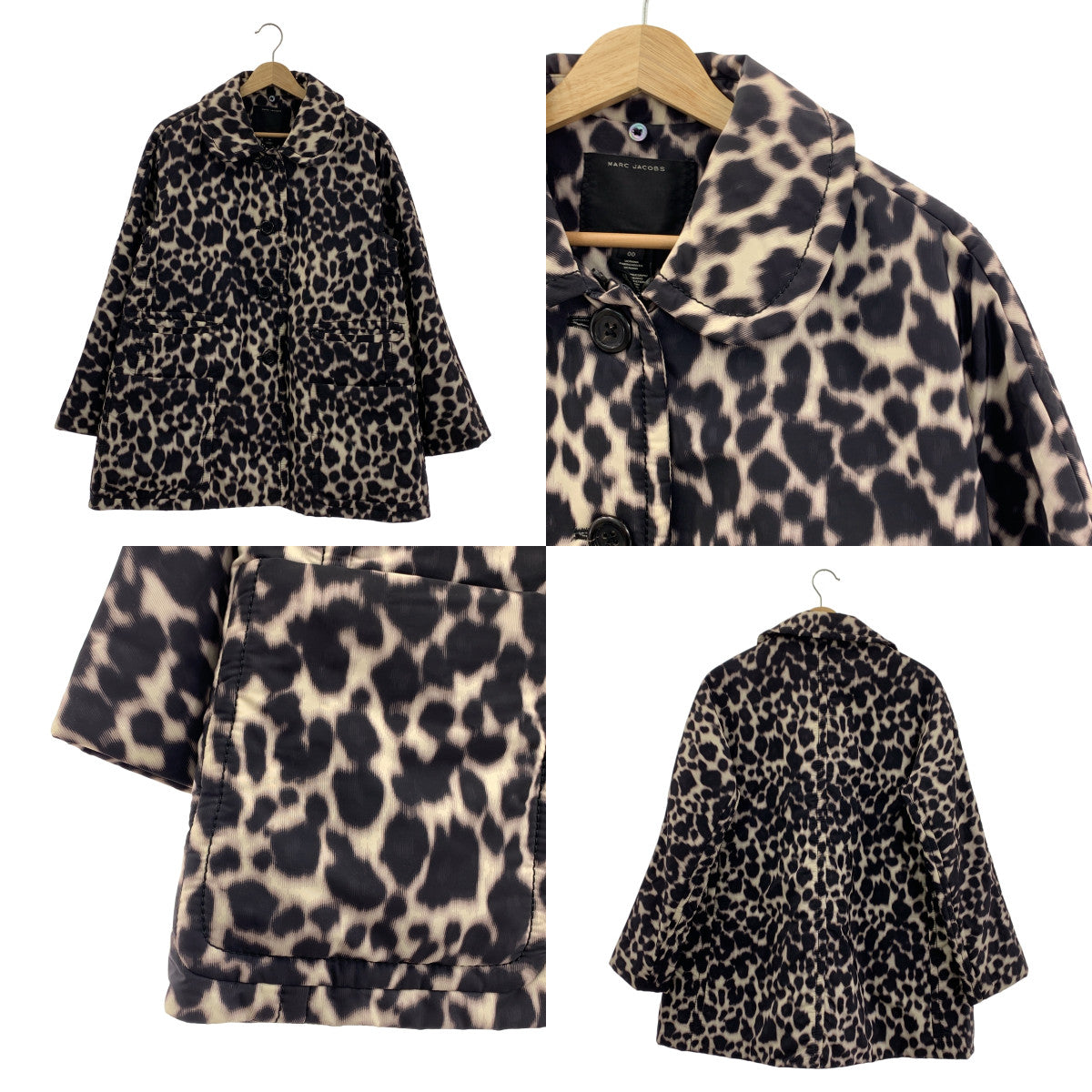 STELLA McCARTNEY | 豹紋單排扣大衣，可拆卸皮草和絎縫襯裡 | 00 碼 | 女款