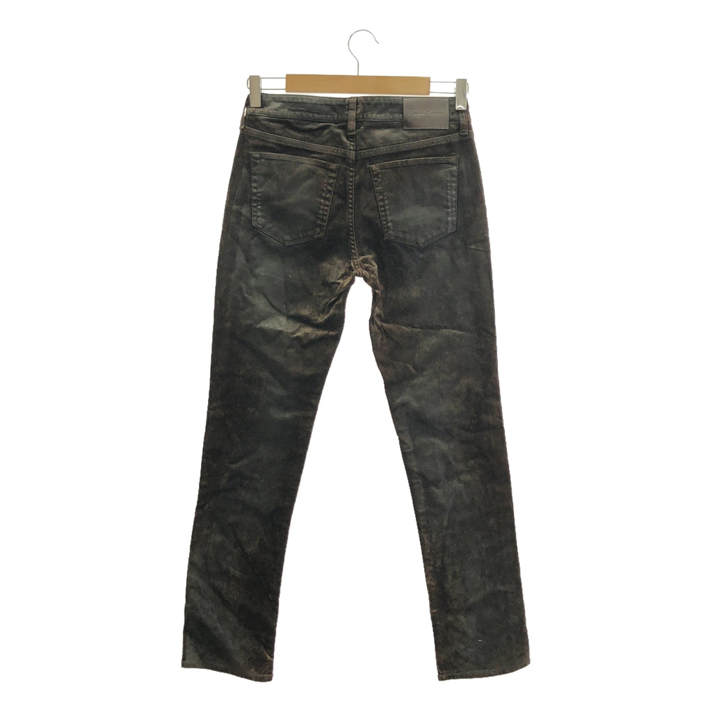 【美品】  RALPH LAUREN PURPLE LABEL / ラルフローレンパープルレーベル | レザーパッチ ベロア スキニー スラックス パンツ | 25 | ダークブラウン系 | レディース
