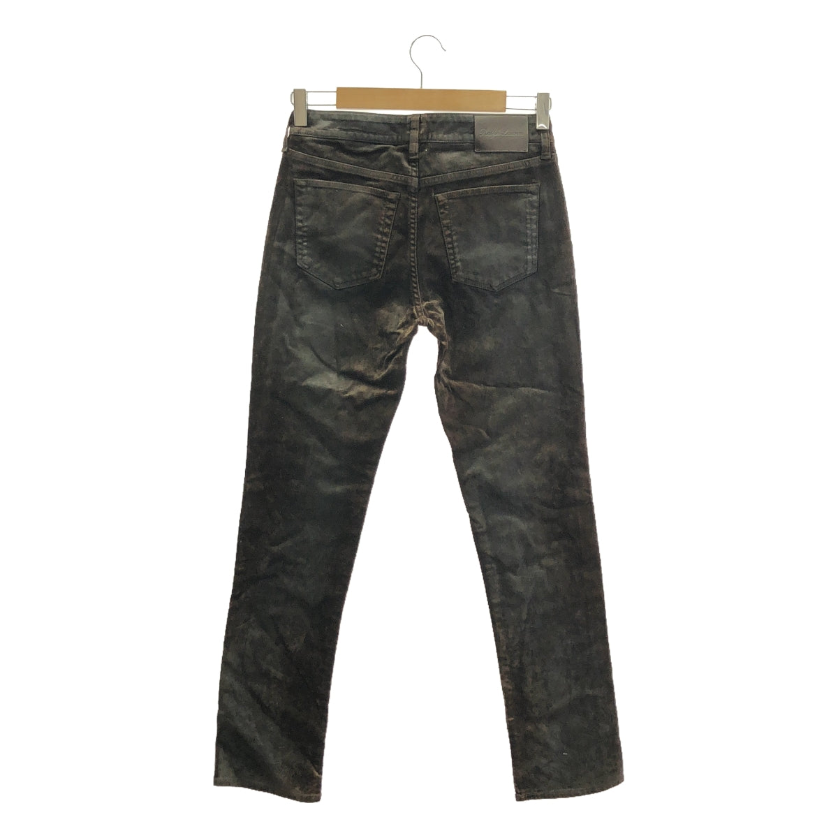【美品】  RALPH LAUREN PURPLE LABEL / ラルフローレンパープルレーベル | レザーパッチ ベロア スキニー スラックス パンツ | 25 | ダークブラウン系 | レディース