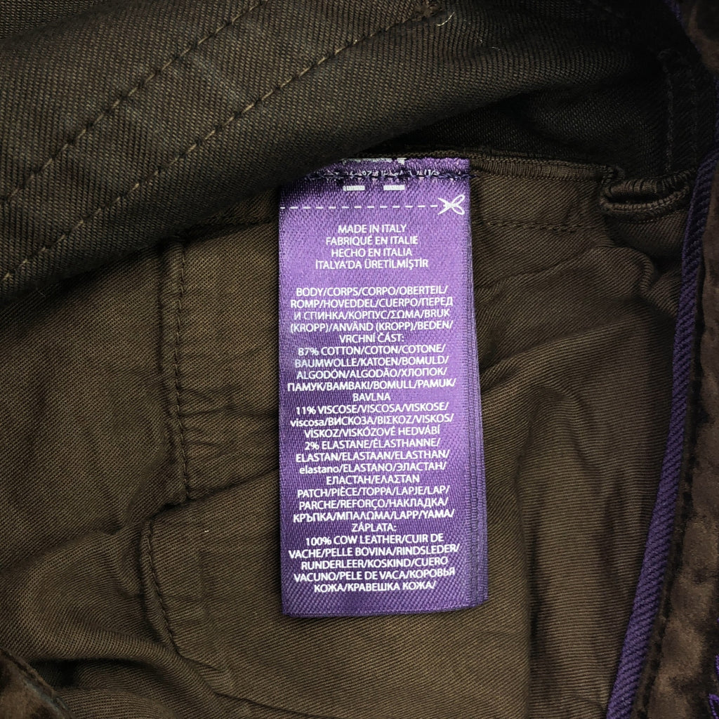 【美品】  RALPH LAUREN PURPLE LABEL / ラルフローレンパープルレーベル | レザーパッチ ベロア スキニー スラックス パンツ | 25 | ダークブラウン系 | レディース