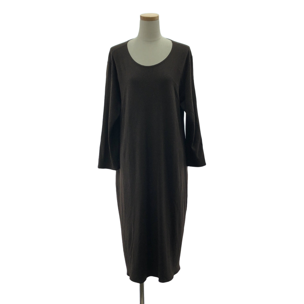 JURGEN LEHL / 요건 레일 | 모직 실크 오버 실루엣 포켓 니트 원피스 | L | 다크 브라운 | 여성