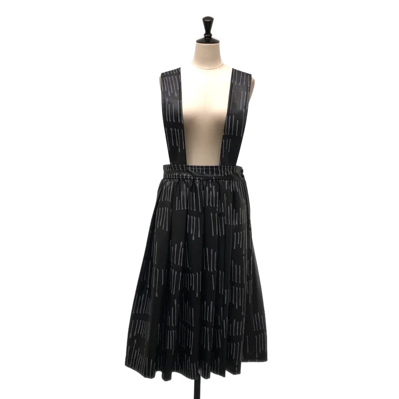 【美品】  BLACK COMME des GARCONS / ブラックコムデギャルソン | 2025AW | フェイクレザー 総柄 ボリューム 吊りスカート ワンピース | XS | ブラック/グレー | レディース