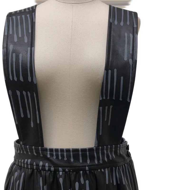 【美品】  BLACK COMME des GARCONS / ブラックコムデギャルソン | 2025AW | フェイクレザー 総柄 ボリューム 吊りスカート ワンピース | XS | ブラック/グレー | レディース
