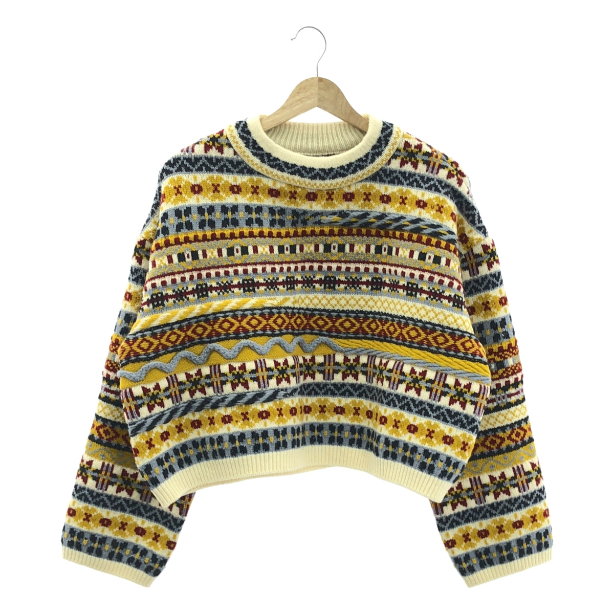 Coohem | 2023 秋冬 | 費爾島針織套頭衫，幾何印花 | F 碼 | 多色 | 女款