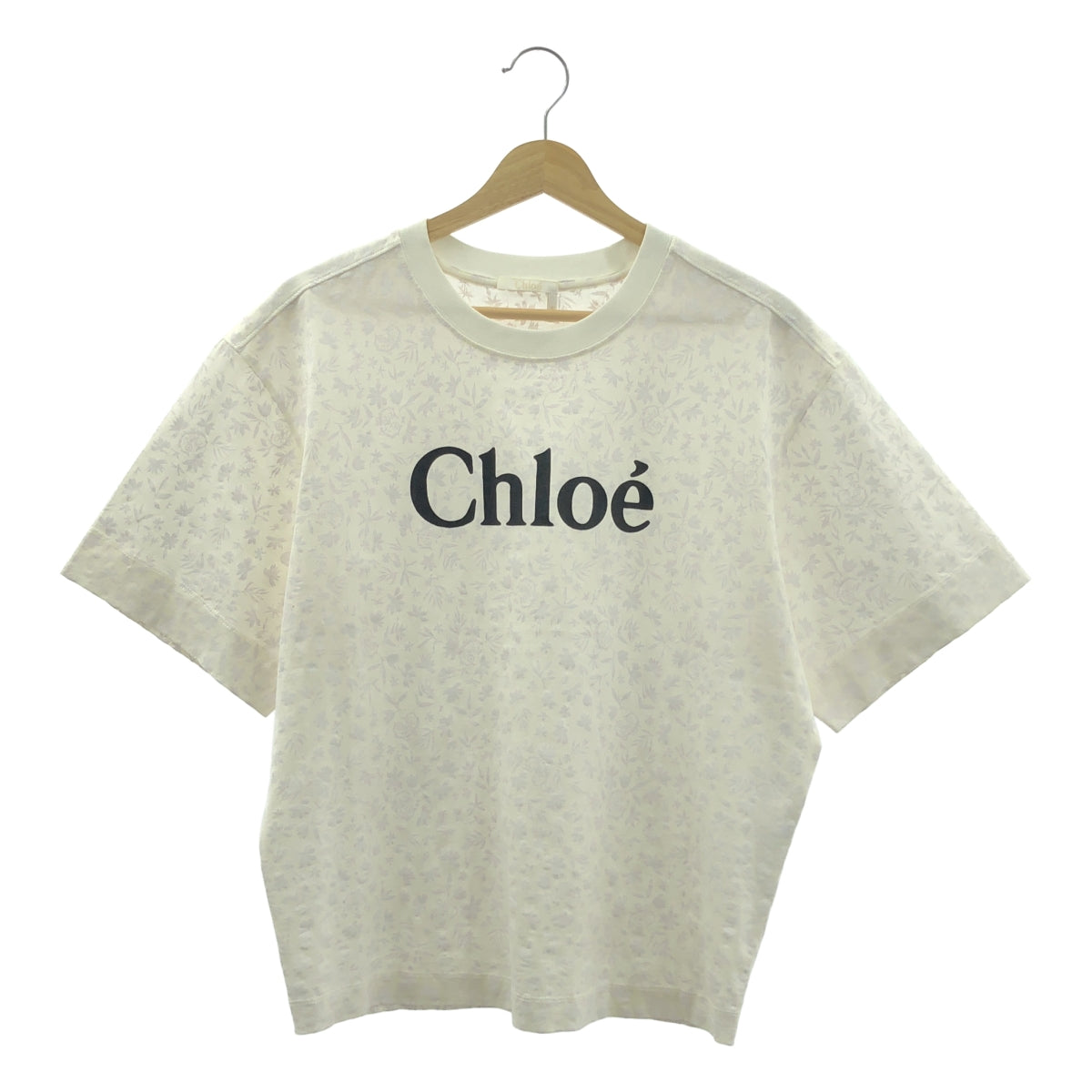 Chloe / 클로이 | 2021SS | 꽃 인쇄 크루 넥 로고 티셔츠 | XS | 오프 화이트 | 여성