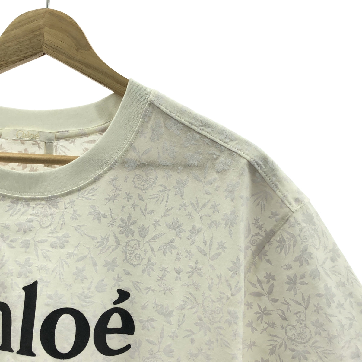 Chloe / 클로이 | 2021SS | 꽃 인쇄 크루 넥 로고 티셔츠 | XS | 오프 화이트 | 여성