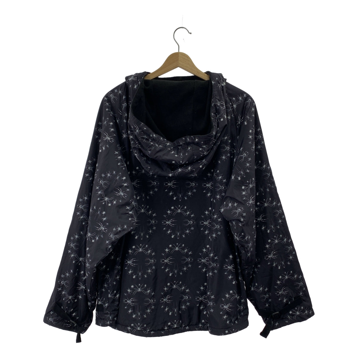 超讚 | 蜘蛛紋尼龍連帽衛衣，含羊毛內襯 | M碼 | 黑色 | 男款