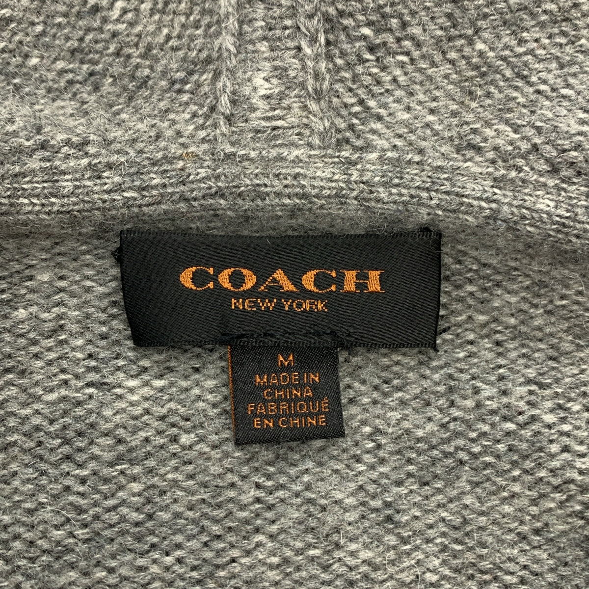 COACH | 手肘貼片拉鍊針織連帽外套 | M 碼 | 男款