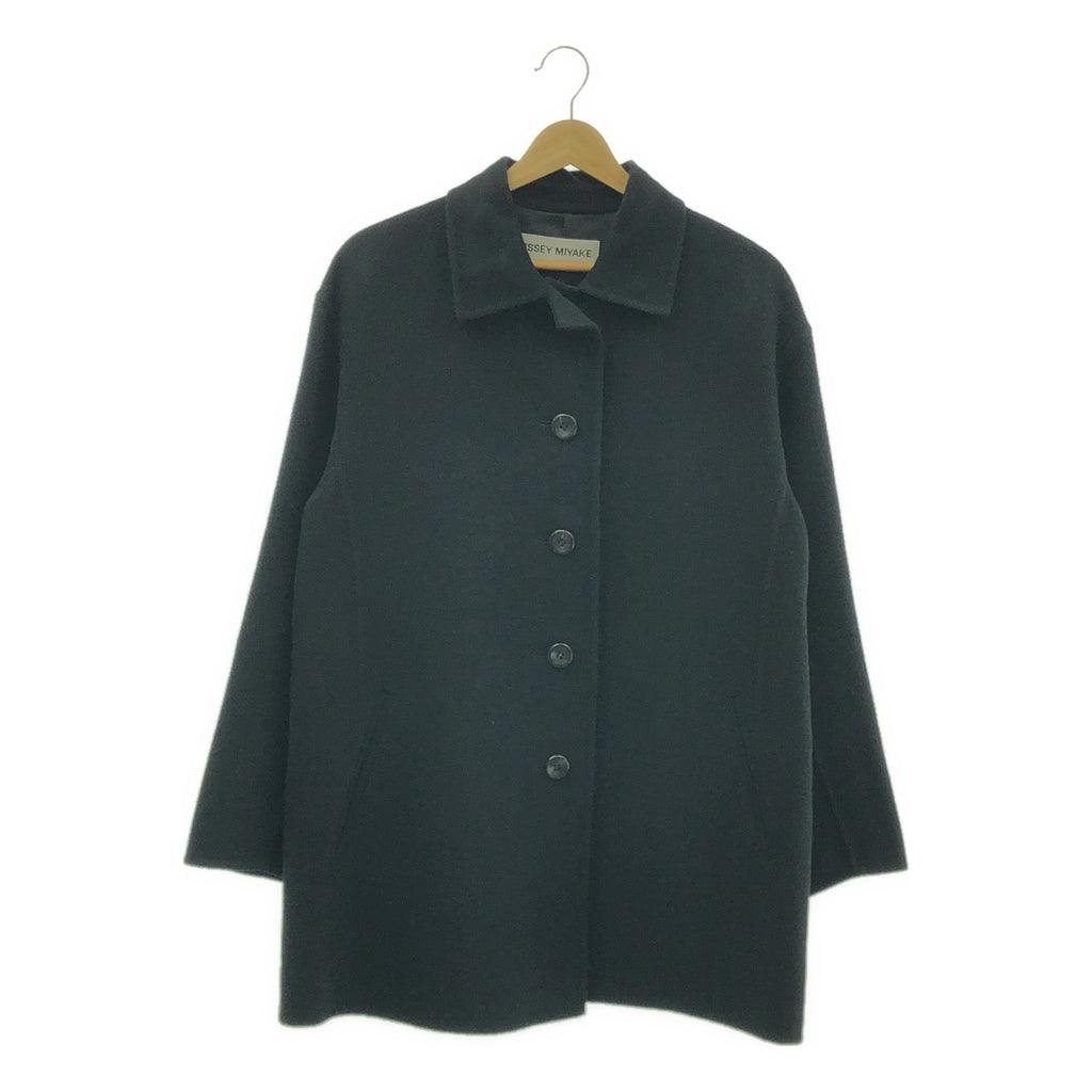 【美品】  ISSEY MIYAKE / イッセイミヤケ | 2010AW | ウール シングルコート | 2 | ブラック | レディース