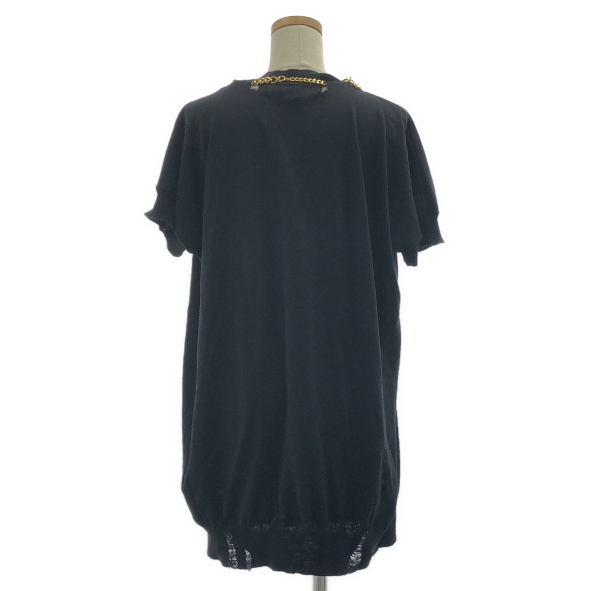 【미품】 JUNYA WATANABE COMME des GARCONS / 준야와타나베 | 2023SS | 진주 체인 장식 디스트로이 니트 스웨터 | S | 블랙 | 여성