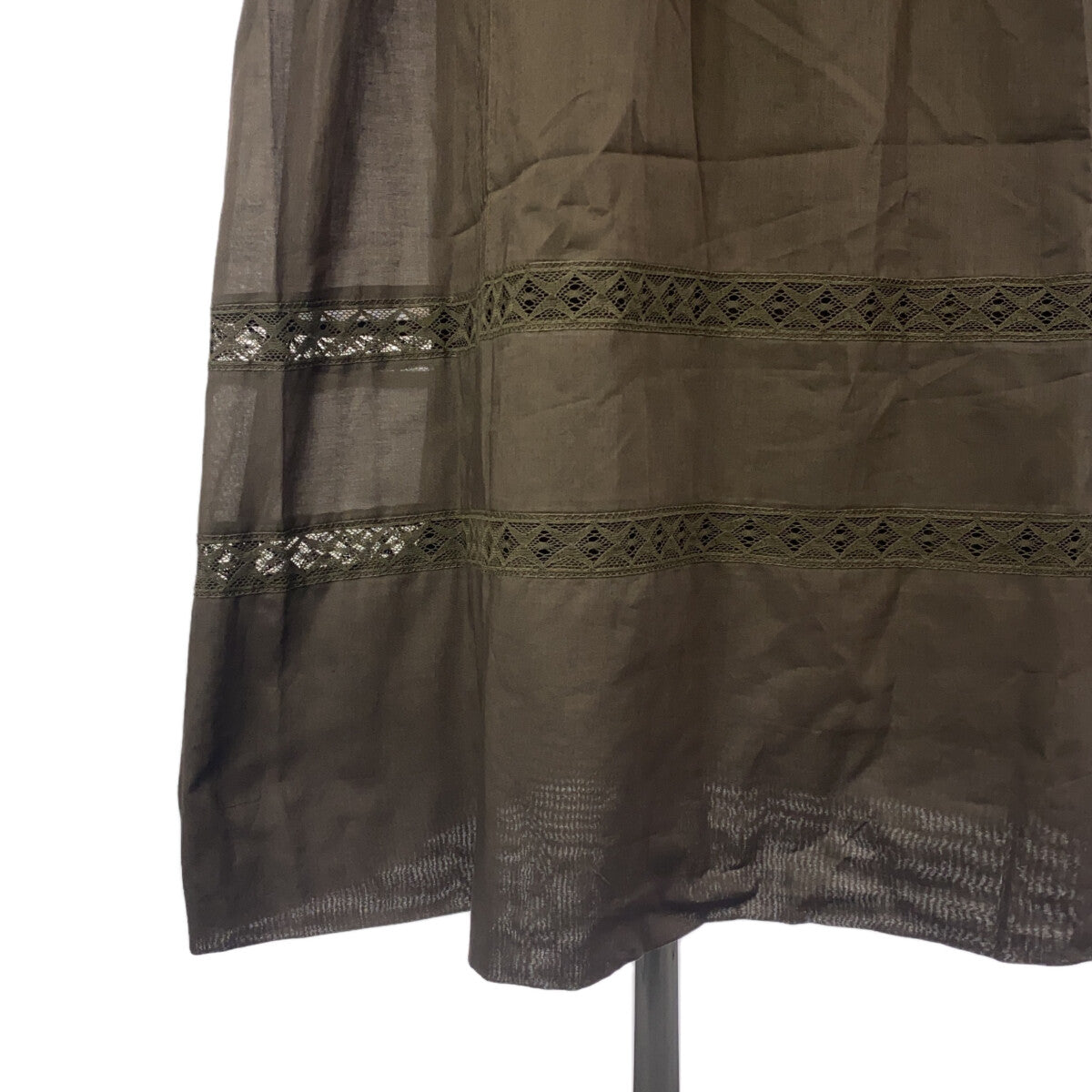 [Beautiful Condition] BORDERS at BALCONY | Cotton Lace Embroidery Tiered Dress | F | Khaki | Women's