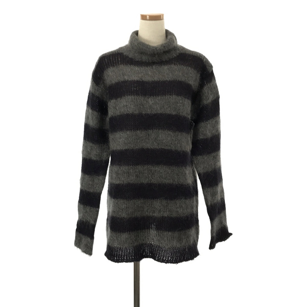 MM6 Martin Margiela | 90s~ / 1999AW BY MISS DEANNA Italian-made Orizzonti turtleneck mohair wool knit | Gray/Navy | Women's